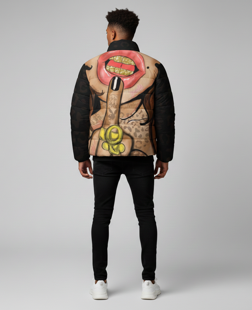 Bacio Fierce Kiss Culture Unisex Puffer Jacket Custom