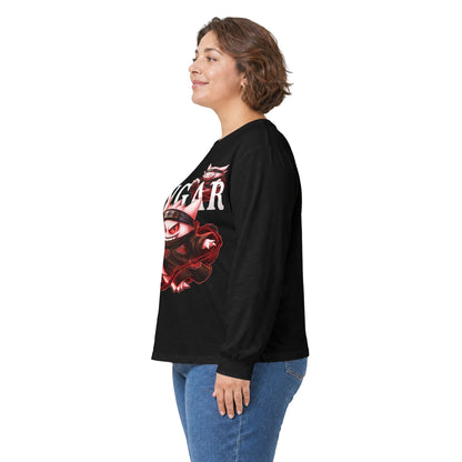 Ghost Ninja Long Sleeve Tee — Creepy Smiling Cat Spirit Graphic