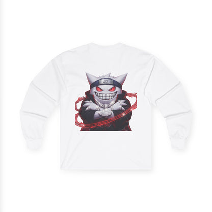 Ghost Ninja Long Sleeve Tee — Creepy Smiling Cat Spirit Graphic