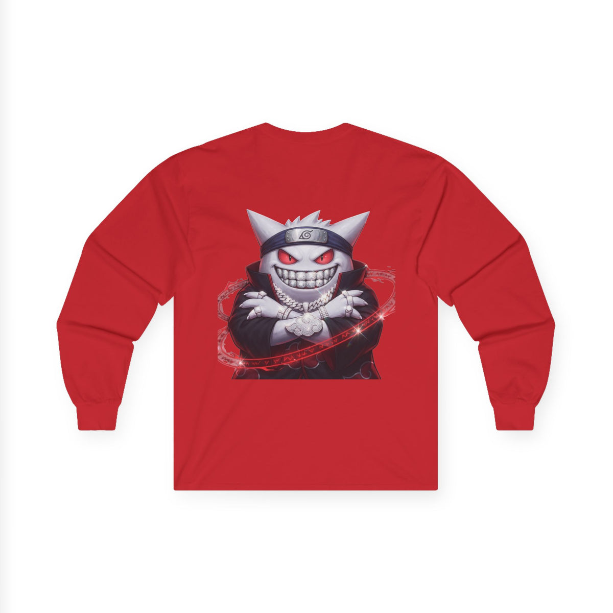 Ghost Ninja Long Sleeve Tee — Creepy Smiling Cat Spirit Graphic