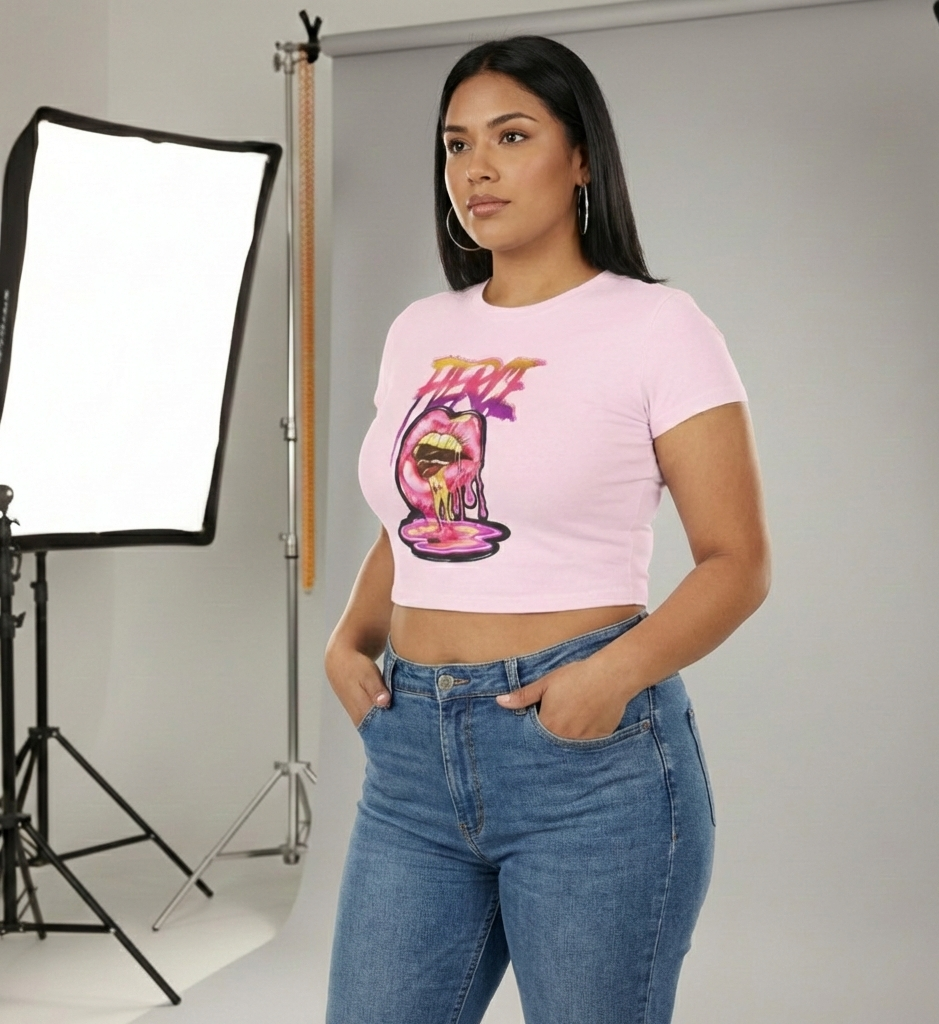 Bacio Fierce X collection Multicolor Dripping Women's baby T-Shirt/crop