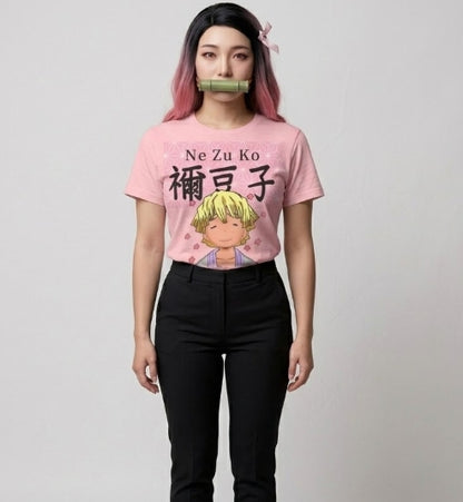 Zenitsu & Nezuko Love T-Shirt – Demon Slayer Inspired Anime Graphic Tee, Cute Streetwear Shirt Unisex