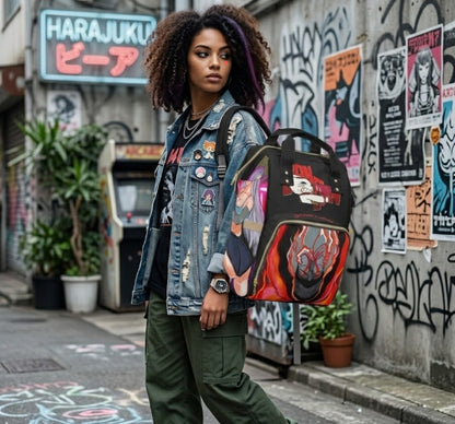 Dandadan Anime Backpack | Rare Handdrawn-Limited edition-Neon Manga Streetwear School Bag for Anime Fans