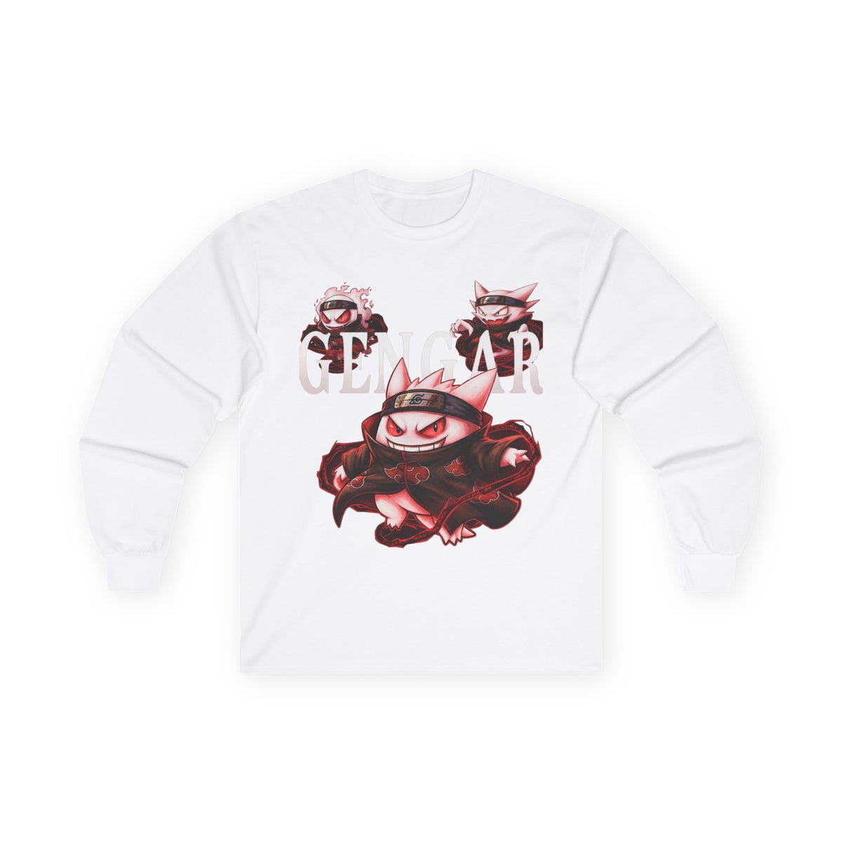 Ghost Ninja Long Sleeve Tee — Creepy Smiling Cat Spirit Graphic