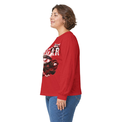 Ghost Ninja Long Sleeve Tee — Creepy Smiling Cat Spirit Graphic