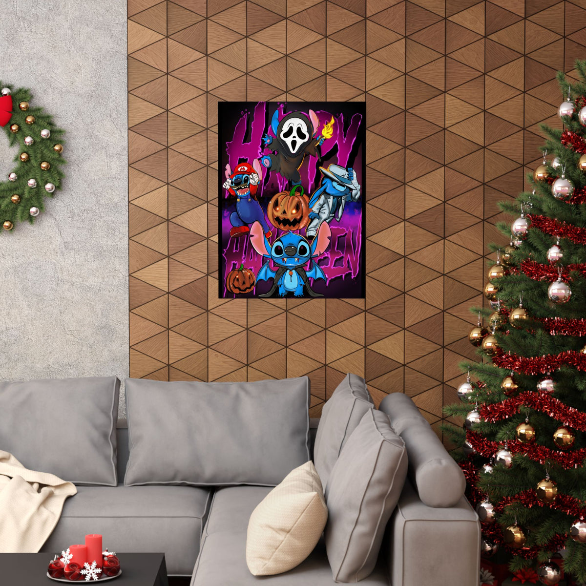 Halloween Character Poster — Cute Spooky Stitch & Costumed Characters Matte Vertical Poster